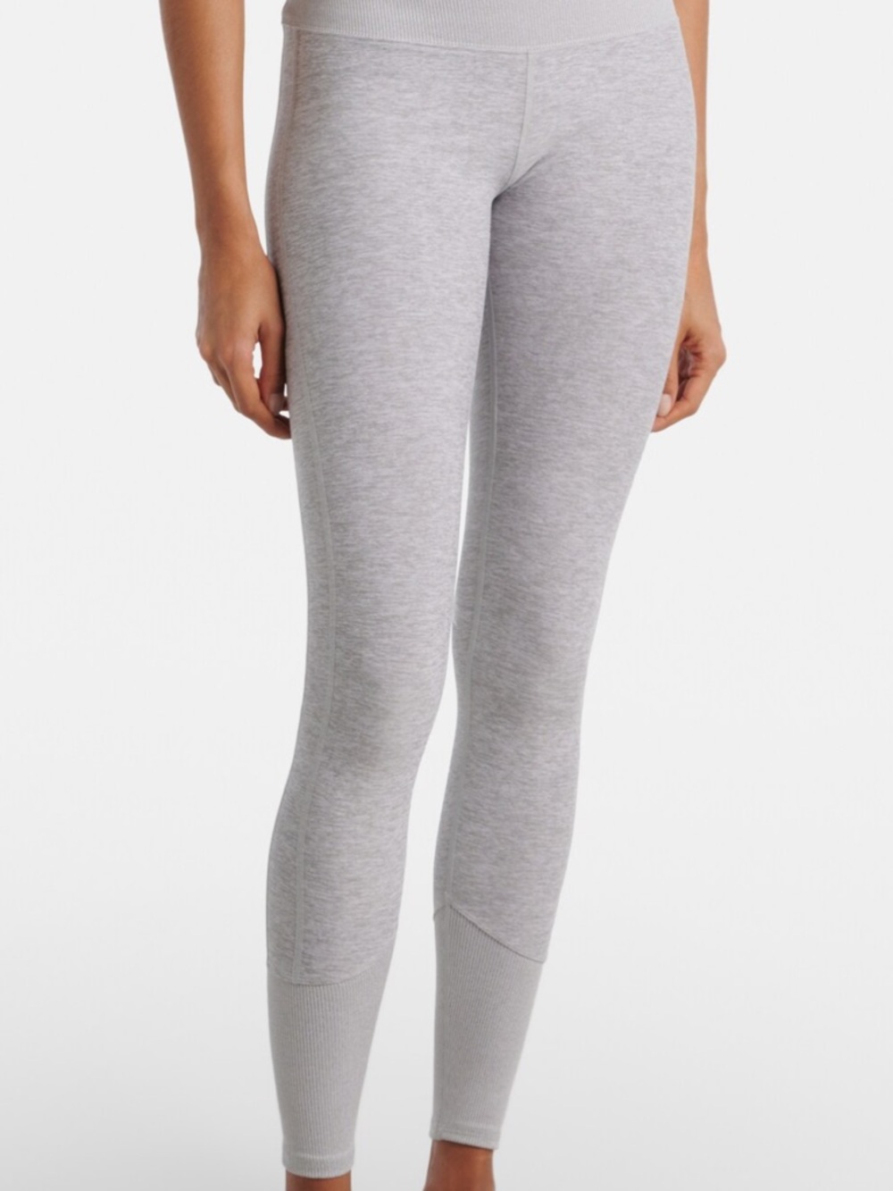ALO Yoga Light Heather Gray Rib-Waist Alosoft Lounge high-rise leggings
